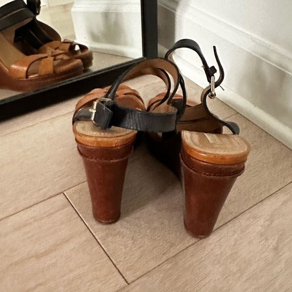 Massimo dutti leather Sandel wedges sz 38 - Picture 4 of 5